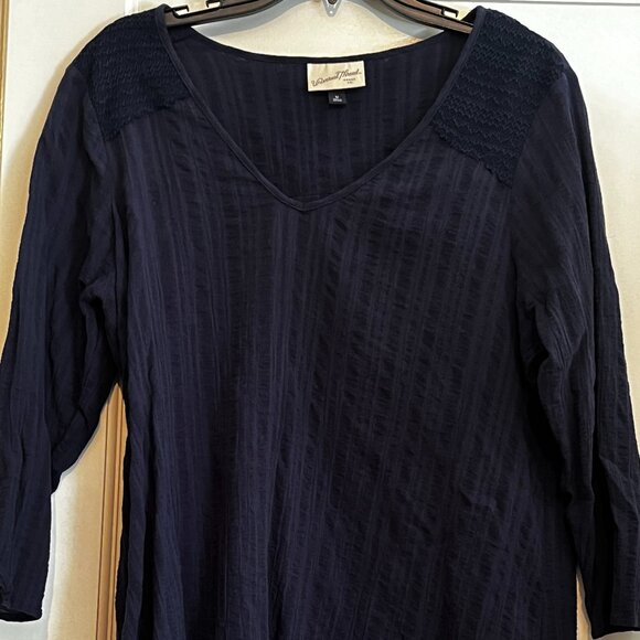 Universal Threat Gauze Blue V-Neck Top (Size Medium / Gently-Worn) - Picture 3 of 10